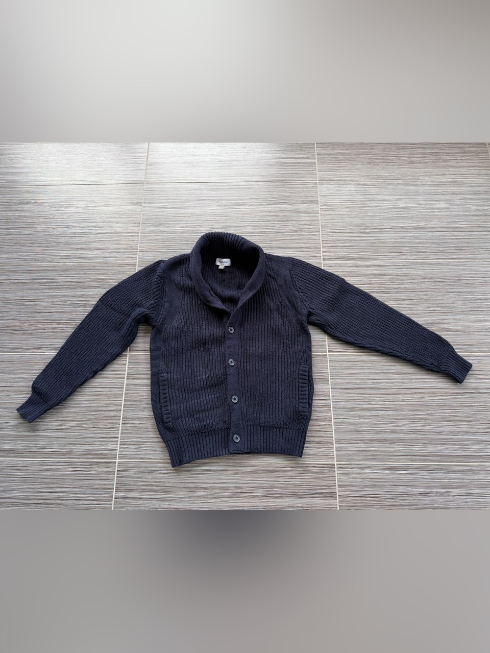 Goodfellow & Co Navy Shawl Collar Rib-Knit Cardigan